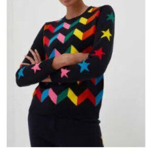 Womens Chinti & Parker (Item- 23) Black Rainbow Chevron Wool Cashmere Sweater S